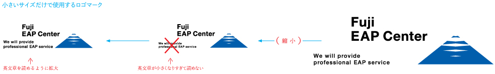 ロゴマークの小さいサイズ表示の利用説明図